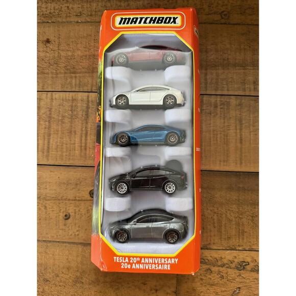 Matchbox Tesla 20th Anniversary 5-Car Set Die-Cast Lot Roadster S 3 X Y Models - Picture 1 of 3